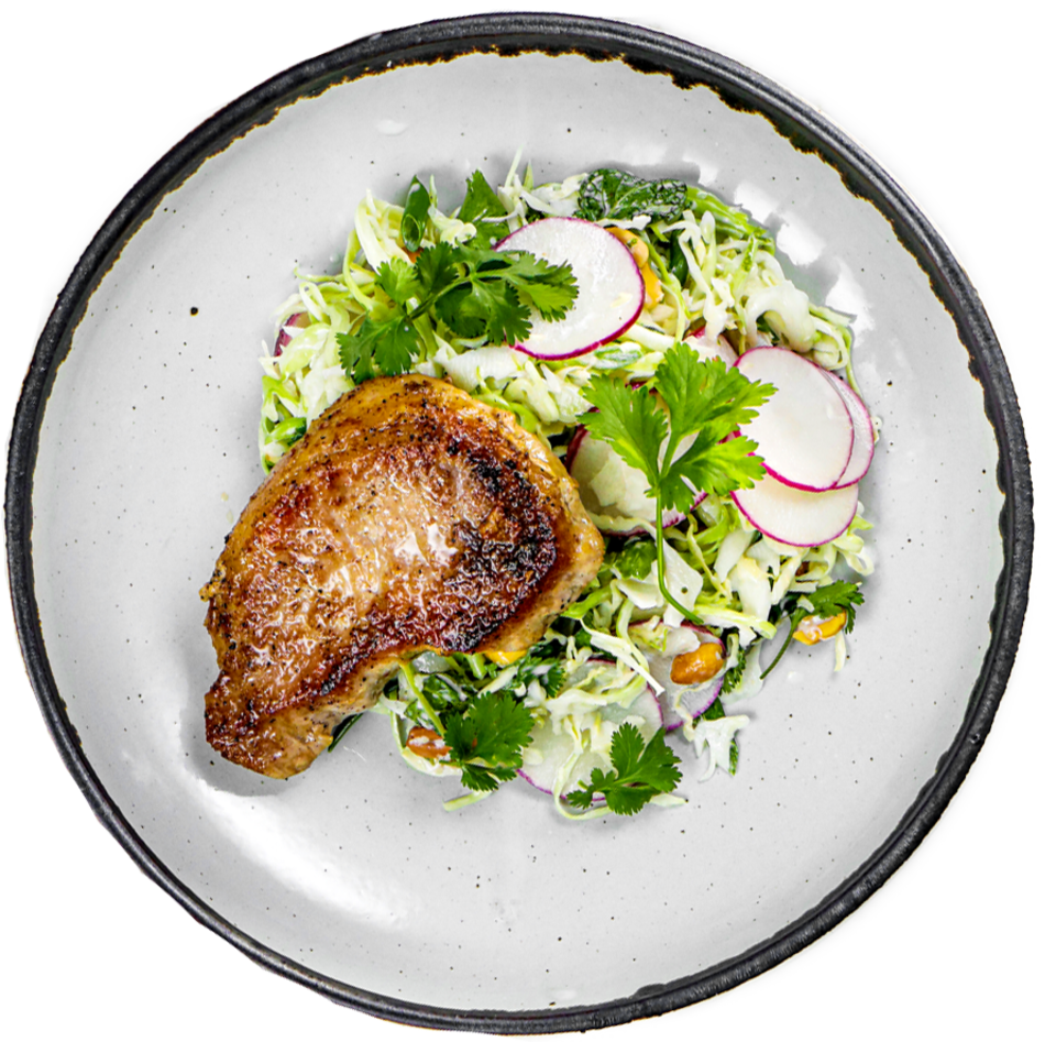 Fennel Pork Chops & Tangy Cabbage Salad (Keto Friendly) Innit